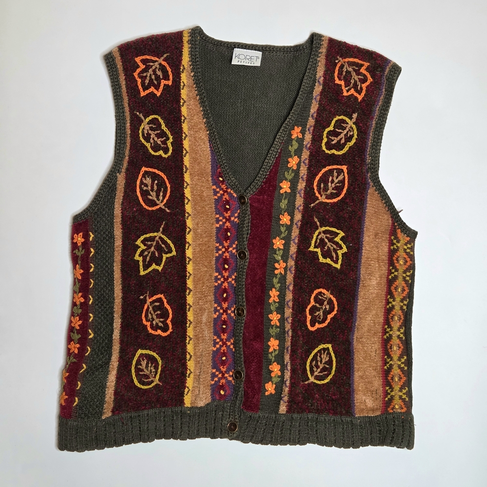 Vintage Colorful Knit Patterned Vest